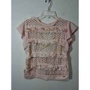 ITOO Blouse Y2K Trendy Boho Party Business Casual Pink Size Medium